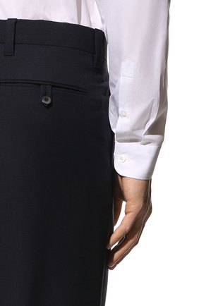 Мужские шерстяные брюки PRADA темно-синего цвета, арт. UP0178-1P3Z-F0008-221 | Фото 5 (Материал внешний: Шерсть; Длина (брюки, джинсы): Стандартные; Случай: Повседневный; Стили: Классический)