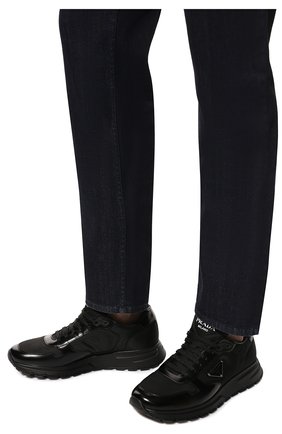Мужские комбинированные кроссовки prax 1 PRADA черного цвета, арт. 2EE369-3LF5-F0632-G000 | Фото 3 (Материал внешний: Текстиль; Стили: Классический; Материал утеплителя: Без утеплителя)