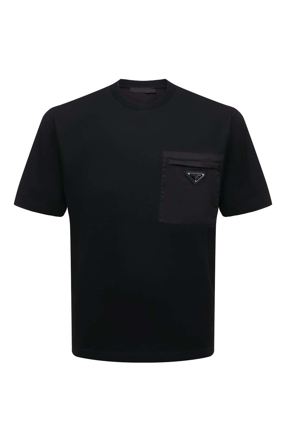 Мужская хлопковая футболка PRADA черного цвета, арт. UJN661-1YFH-F0002-221 | Фото 1 (Принт: Без принта; Рукава: Короткие; Длина (для топов): Стандартные; Материал внешний: Хлопок; Стили: Кэжуэл)