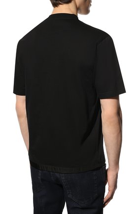 Мужская хлопковая футболка PRADA черного цвета, арт. UJN661-1YFH-F0002-221 | Фото 4 (Принт: Без принта; Рукава: Короткие; Длина (для топов): Стандартные; Материал внешний: Хлопок; Стили: Кэжуэл)