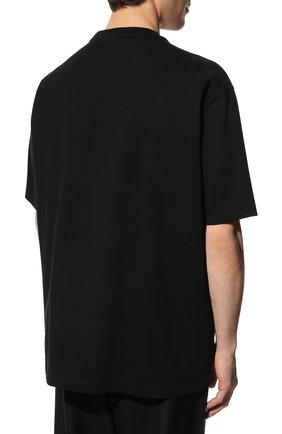 Мужская хлопковая футболка PRADA черного цвета, арт. UJN807-10UP-F0002-221 | Фото 4 (Принт: Без принта; Рукава: Короткие; Длина (для топов): Удлиненные; Материал внешний: Хлопок; Стили: Кэжуэл)