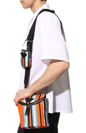 Мужская текстильная сумка PRADA разноцветного цвета, арт. 2VH147-2D0Z-F0049-OOO | Фото 2 (Материал: Текстиль; Размер: mini; Ремень/цепочка: На ремешке)