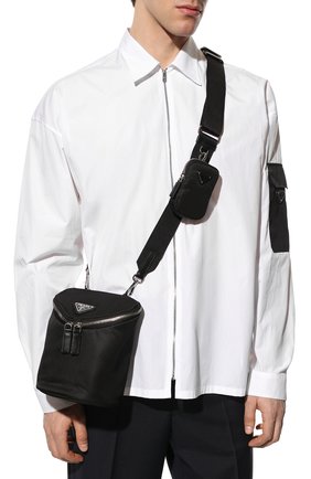 Мужская текстильная сумка PRADA черного цвета, арт. 2VH147-2DW3-F0002-OOO | Фото 2 (Материал: Текстиль; Размер: small; Ремень/цепочка: На ремешке)