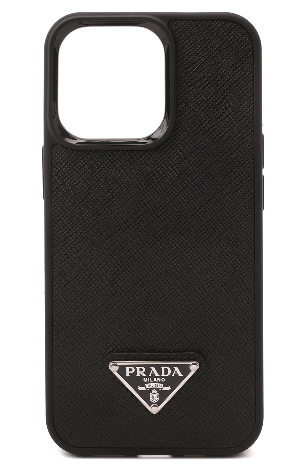 Кожаный чехол для iphone 13 pro PRADA черного цвета, арт. 2ZH149-QHH-F0002 | Фото 1 (Материал: Натуральная кожа; Женское Кросс-КТ: Замша и кожа)