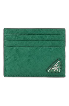 Мужской кожаный футляр для кредитных карт PRADA зеленого цвета, арт. 2MC223-QHH-F0458 | Фото 1 (Материал: Натуральная кожа)