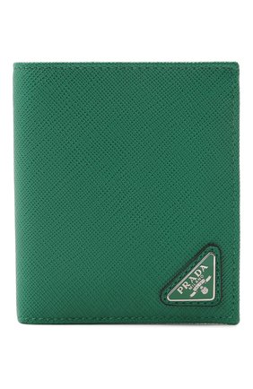 Мужской кожаное портмоне PRADA зеленого цвета, арт. 2MO004-QHH-F0458 | Фото 1 (Материал: Натуральная кожа)