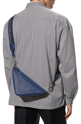 Мужская кожаная сумка PRADA синего цвета, арт. 2VH155-2FAD-F0016-OOO | Фото 2 (Ремень/цепочка: На ремешке; Размер: medium; Материал: Натуральная кожа)