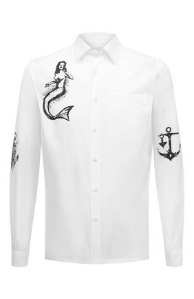 Мужская хлопковая рубашка PRADA белого цвета по цене 100000 руб., арт. UCN425-10NF-F0009-221 | Фото 1