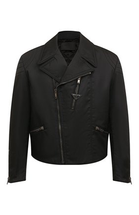 Мужская куртка PRADA черного цвета, арт. SGC014-1WQ8-F0002-221 | Фото 1 (Материал внешний: Синтетический материал; Длина (верхняя одежда): Короткие; Рукава: Длинные; Кросс-КТ: Куртка, Ветровка; Стили: Кэжуэл)