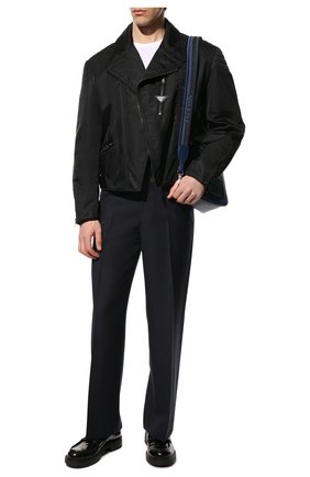 Мужская куртка PRADA черного цвета, арт. SGC014-1WQ8-F0002-221 | Фото 2 (Материал внешний: Синтетический материал; Длина (верхняя одежда): Короткие; Рукава: Длинные; Кросс-КТ: Куртка, Ветровка; Стили: Кэжуэл)