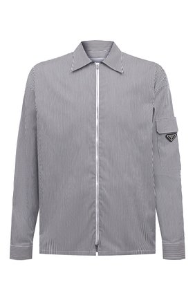 Мужская хлопковая рубашка PRADA черно-белого цвета по цене 110000 руб., арт. SC588-10G7-F0967-221 | Фото 1