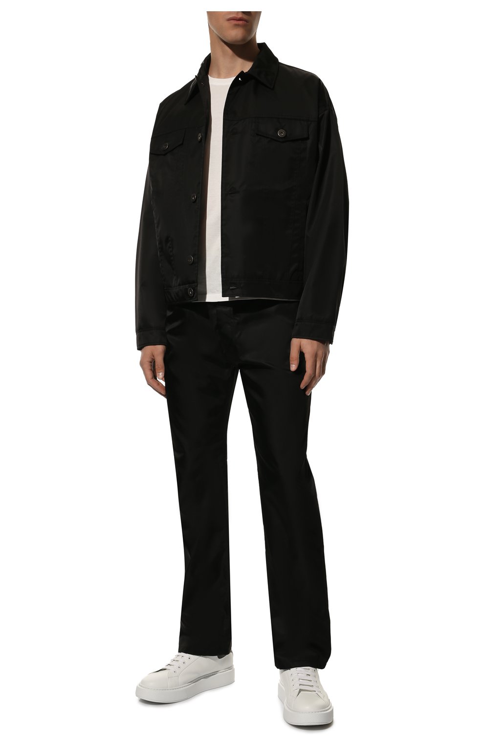 Мужская куртка PRADA черного цвета, арт. SGB991-1WQ8-F0002-221 | Фото 2 (Кросс-КТ: Куртка, Ветровка; Рукава: Длинные; Материал внешний: Синтетический материал; Длина (верхняя одежда): Короткие; Стили: Кэжуэл)