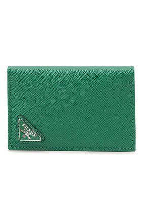 Мужской кожаный футляр для кредитных карт PRADA зеленого цвета, арт. 2MC101-QHH-F0458 | Фото 1 (Материал: Натуральная кожа)