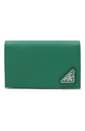 Мужской кожаный футляр для кредитных карт PRADA зеленого цвета, арт. 2MC122-QHH-F0458 | Фото 1 (Материал: Натуральная кожа)