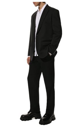 Мужские кожаные дерби PRADA черного цвета, арт. 2EE356-B4L-F0002 | Фото 2 (Материал внешний: Кожа; Стили: Классический)