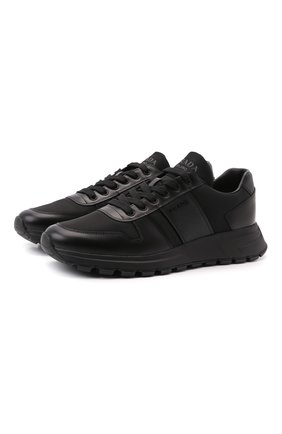 Мужские комбинированные кроссовки prax 1 PRADA черного цвета, арт. 4E3581-3LFR-F0002-G000 | Фото 1 (Материал внешний: Текстиль; Материал утеплителя: Без утеплителя; Стили: Классический)