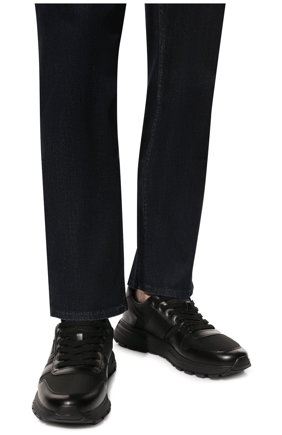 Мужские комбинированные кроссовки prax 1 PRADA черного цвета, арт. 4E3581-3LFR-F0002-G000 | Фото 3 (Материал внешний: Текстиль; Стили: Классический; Материал утеплителя: Без утеплителя)