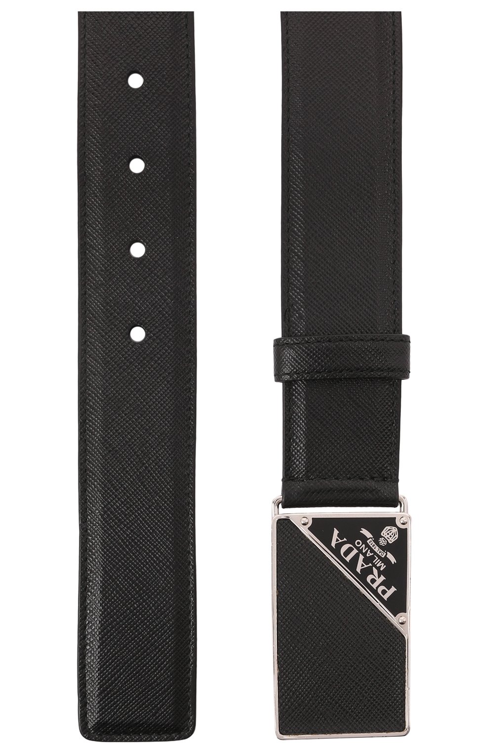 Мужской кожаный ремень PRADA черного цвета, арт. 2CM206-053-F0002 | Фото 2 (Случай: Повседневный; Материал: Натуральная кожа)