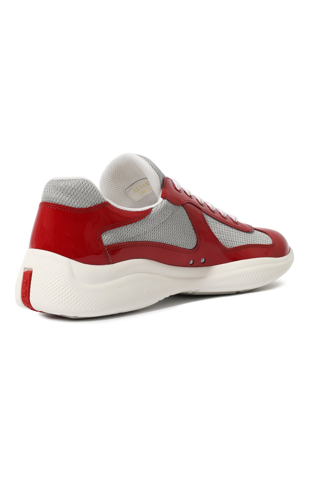 Мужские комбинированные кроссовки PRADA красного цвета, арт. 4E3400-ASZ-F0F5C | Фото 5 (Материал внешний: Кожа; Стили: Классический; Материал утеплителя: Без утеплителя)