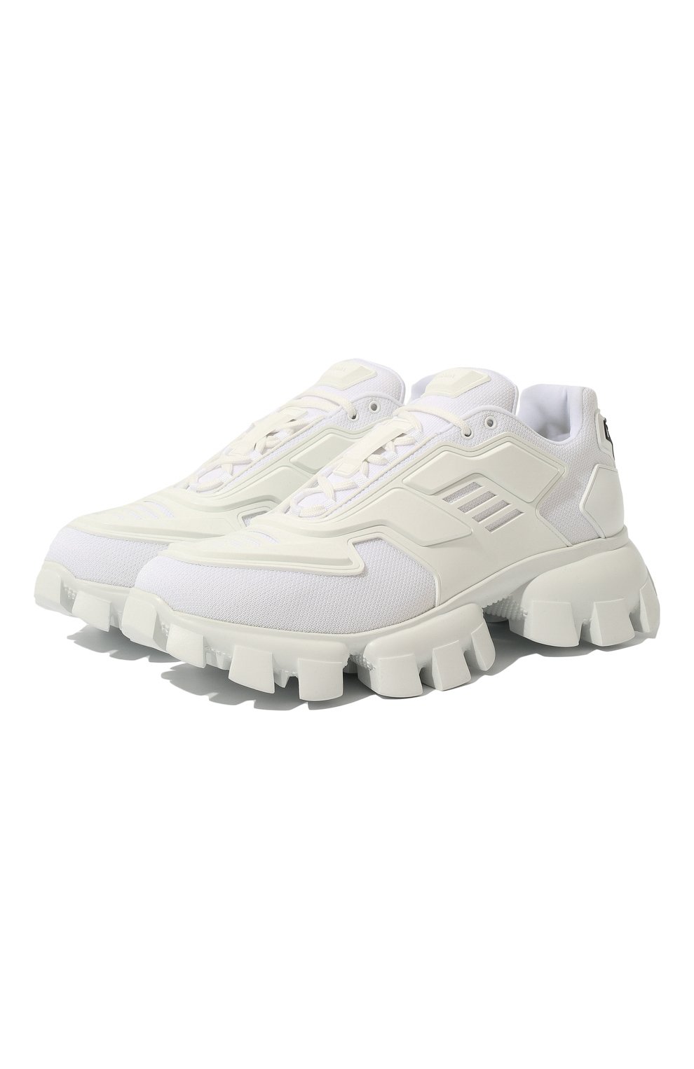 Мужские кроссовки PRADA белого цвета, арт. 2EG293-3KZU-F0009 | Фото 1 (Материал внешний: Текстиль; Стили: Гранж, Классический; Материал утеплителя: Без утеплителя)