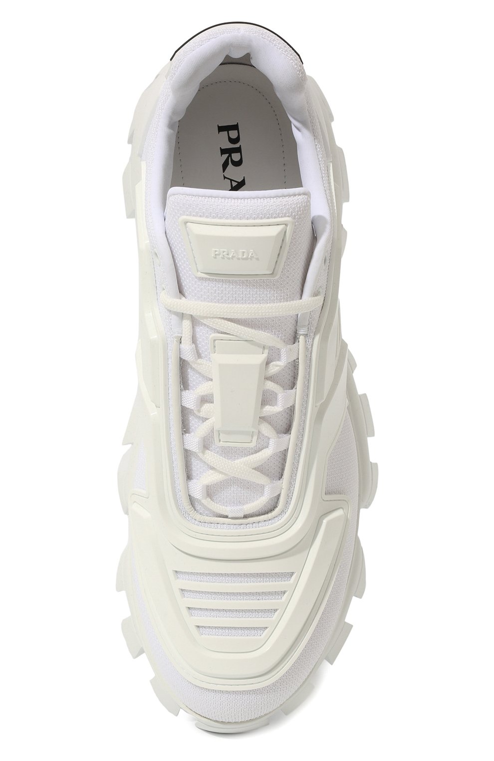Мужские кроссовки PRADA белого цвета, арт. 2EG293-3KZU-F0009 | Фото 6 (Материал внешний: Текстиль; Стили: Гранж, Классический; Материал утеплителя: Без утеплителя)