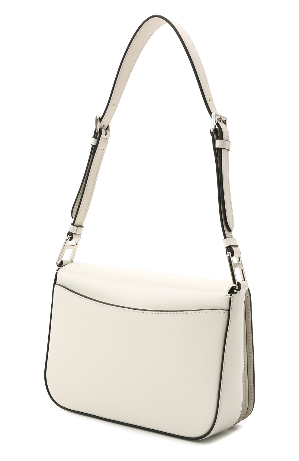 Женская сумка PRADA белого цвета, арт. 1BD308-ZO6-F0PG7-HOO | Фото 4 (Сумки-технические: Сумки через плечо; Материал: Натуральная кожа; Размер: mini; Ремень/цепочка: На ремешке)