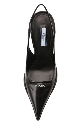 Женские кожаные туфли PRADA черного цвета, арт. 1I565M-055-F0002-B090 | Фото 4 (Каблук высота: Высокий; Материал внешний: Кожа; Каблук тип: Фигурный)