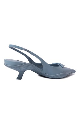 Женские кожаные туфли PRADA голубого цвета, арт. 1I565M-055-F0076-A045 | Фото 5 (Материал внешний: Кожа; Каблук высота: Низкий; Подошва: Плоская; Каблук тип: Kitten heel)
