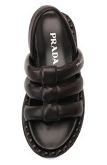 Женские кожаные сандалии PRADA черного цвета, арт. 1X810M-038-F0002-020 | Фото 4 (Подошва: Платформа; Материал внешний: Кожа)