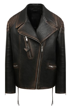 Женская кожаная куртка PRADA черного цвета по цене 600000 руб., арт. 58A110-10YU-F0002 | Фото 1