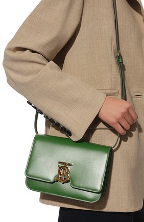 Женская сумка tb small BURBERRY зеленого цвета, арт. 8046006 | Фото 2 (Ремень/цепочка: На ремешке; Размер: small; Материал: Натуральная кожа; Сумки-технические: Сумки через плечо)