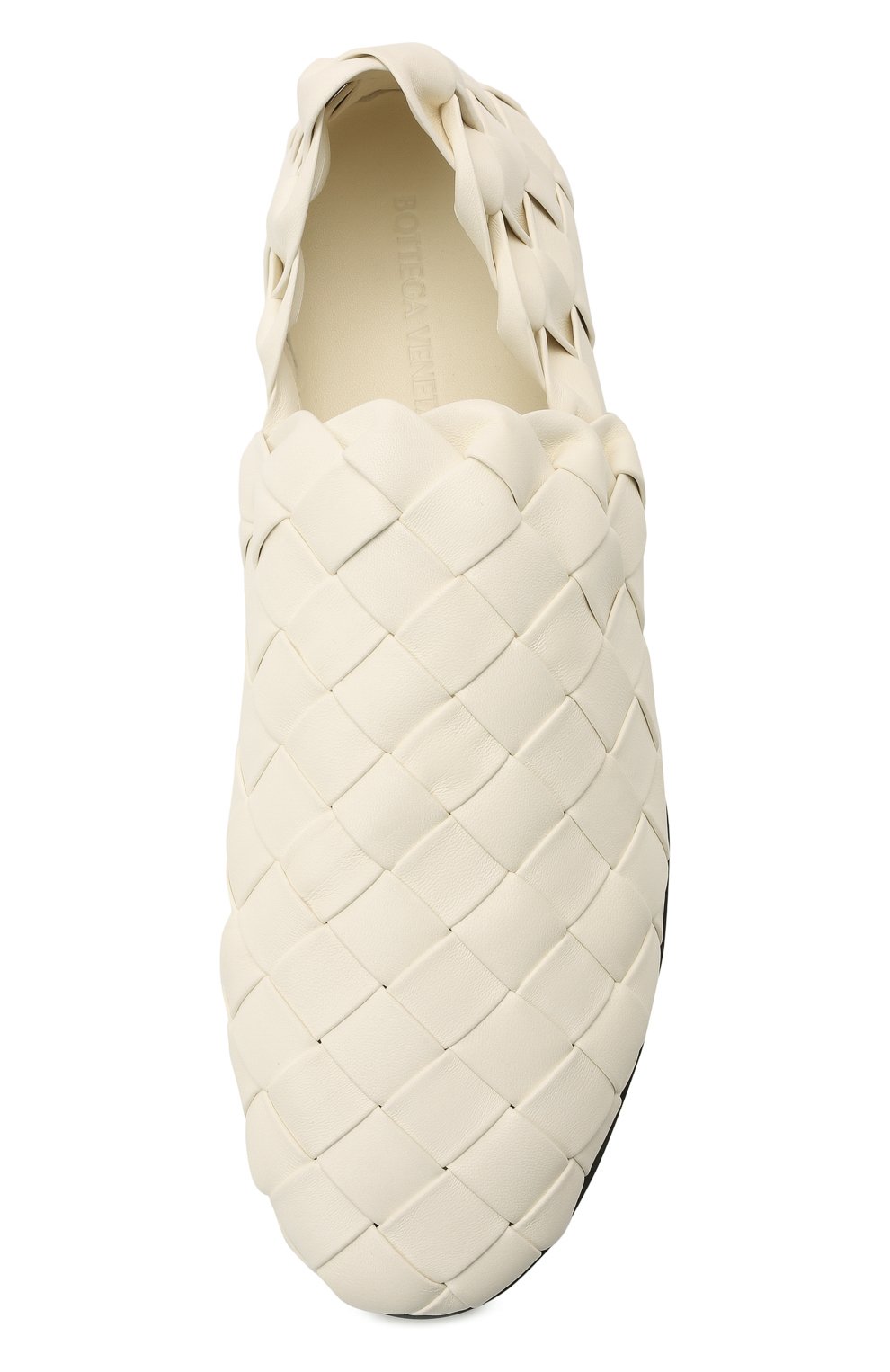 Женские кожаные лоферы BOTTEGA VENETA молочного цвета, арт. 651029/V09F0 | Фото 6 (Каблук высота: Низкий; Материал внутренний: Натуральная кожа; Подошва: Плоская)