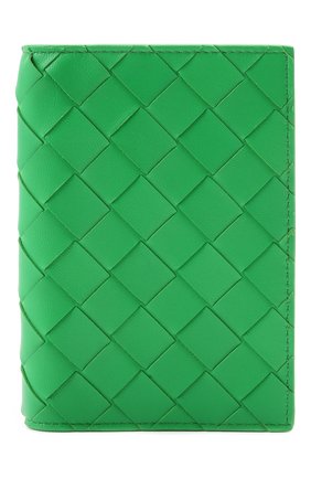 Женские кожаная обложка для паспорта BOTTEGA VENETA зеленого цвета, арт. 608061/VCPP2 | Фото 1 (Материал: Натуральная кожа)