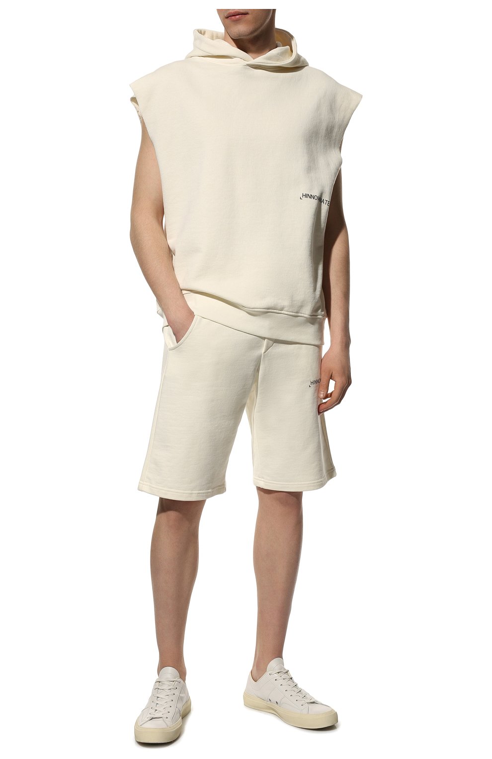 Мужские хлопковые шорты HINNOMINATE кремвого цвета, арт. HUS2/HNM38SBE | Фото 2 (Случай: Повседневный; Длина Шорты М: Ниже колена; Материал внешний: Хлопок; Стили: Спорт-шик)