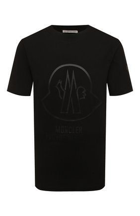 Мужская хлопковая футболка MONCLER черного цвета, арт. H1-091-8C000-29-8390T | Фото 1 (Материал внешний: Хлопок; Рукава: Короткие; Длина (для топов): Стандартные; Принт: С принтом; Стили: Спорт-шик)