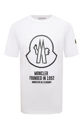 Мужская хлопковая футболка MONCLER белого цвета, арт. H1-091-8C000-29-8390T | Фото 1 (Длина (для топов): Стандартные; Материал внешний: Хлопок; Рукава: Короткие; Принт: С принтом)