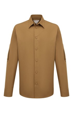 Мужская хлопковая рубашка BOTTEGA VENETA бежевого цвета по цене 79250 руб., арт. 679285/VKEC0 | Фото 1
