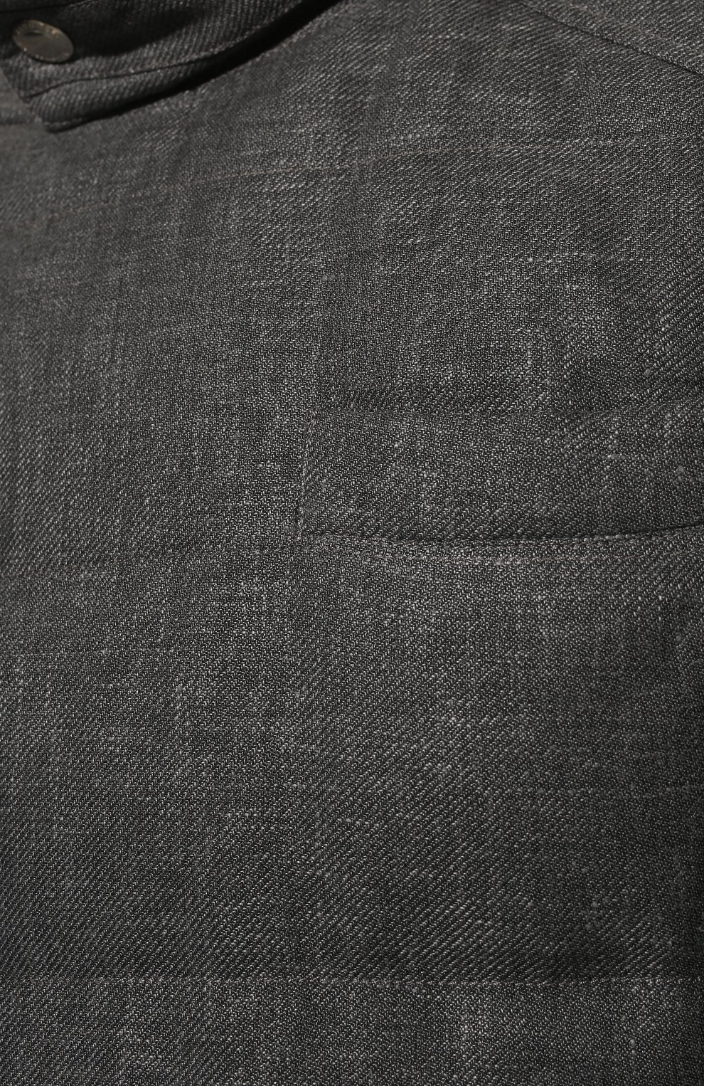 Мужской пуховый жилет BRUNELLO CUCINELLI темно-серого цвета, арт. MD4951283 | Фото 5 (Кросс-КТ: Куртка, Пуховик; Материал внешний: Шерсть, Лен; Материал подклада: Синтетический материал; Длина (верхняя одежда): Короткие; Материал утеплителя: Пух и перо; Стили: Кэжуэл)