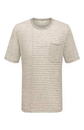 Мужская футболка из хлопка и льна Z ZEGNA бежевого цвета по цене 23300 руб., арт. VZ305/ZZ660 | Фото 1