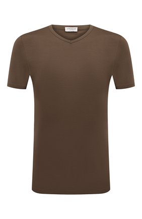 Мужская футболка ZIMMERLI хаки цвета, арт. 700-1346 | Фото 1 (Длина (для топов): Стандартные; Материал внешний: Синтетический материал; Рукава: Короткие; Кросс-КТ: домашняя одежда)