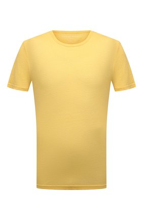 Мужская льняная футболка DEREK ROSE желтого цвета, арт. 3163-J0RD003 | Фото 1 (Рукава: Короткие; Длина (для топов): Стандартные; Материал внешний: Лен; Кросс-КТ: домашняя одежда)