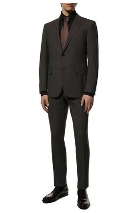 Мужской шерстяной костюм ERMENEGILDO ZEGNA темно-коричневого цвета по цене 299500 руб., арт. 322500/221225 | Фото 1 Мужской шерстяной костюм ERMENEGILDO ZEGNA темно-коричневого цвета, арт. 322500/221225 | Фото 1 (Рукава: Длинные; Материал подклада: Купро; Материал внешний: Шерсть; Костюмы М: Однобортный; Стили: Классический)