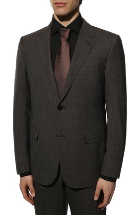 Мужской шерстяной костюм ERMENEGILDO ZEGNA темно-коричневого цвета по цене 299500 руб., арт. 322500/221225 | Фото 2 Мужской шерстяной костюм ERMENEGILDO ZEGNA темно-коричневого цвета, арт. 322500/221225 | Фото 2 (Рукава: Длинные; Материал подклада: Купро; Материал внешний: Шерсть; Костюмы М: Однобортный; Стили: Классический)