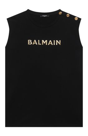 Детская хлопковая майка BALMAIN черного цвета по цене 19450 руб., арт. 6Q8662 | Фото 1 Детская хлопковая майка BALMAIN черного цвета, арт. 6Q8662 | Фото 1 (Рукава: Короткие; Материал внешний: Хлопок; Ростовка одежда: 10 - 11 лет | 140 - 146см, 12 лет | 152 см, 13 - 15 лет | 158 см, 16 лет | 164 см, 8 лет | 128 см)
