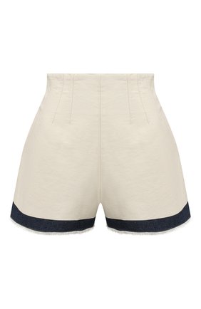 Женские джинсовые шорты PRADA молочного цвета по цене 80000 руб., арт. GFP477-10G1-F01CD-221 | Фото 1