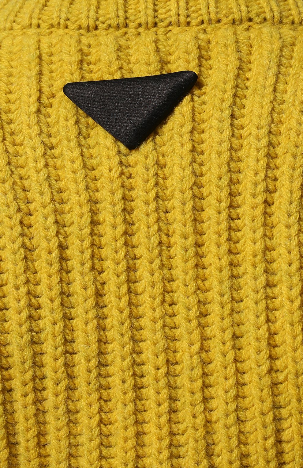 Женский шерстяной свитер PRADA желтого цвета, арт. P24Q1L-100G-F0222-221 | Фото 5 (Женское Кросс-КТ: Свитер-одежда; Материал внешний: Шерсть; Рукава: Длинные; Длина (для топов): Удлиненные; Стили: Кэжуэл)
