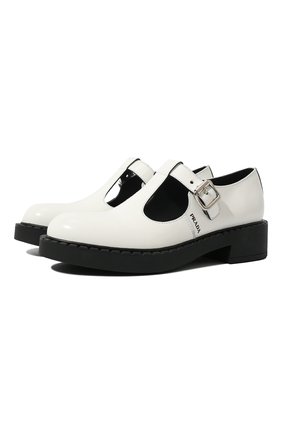 Женская кожаные туфли PRADA белого цвета по цене 98000 руб., арт. 1E834M-055-F097W-B050 | Фото 1