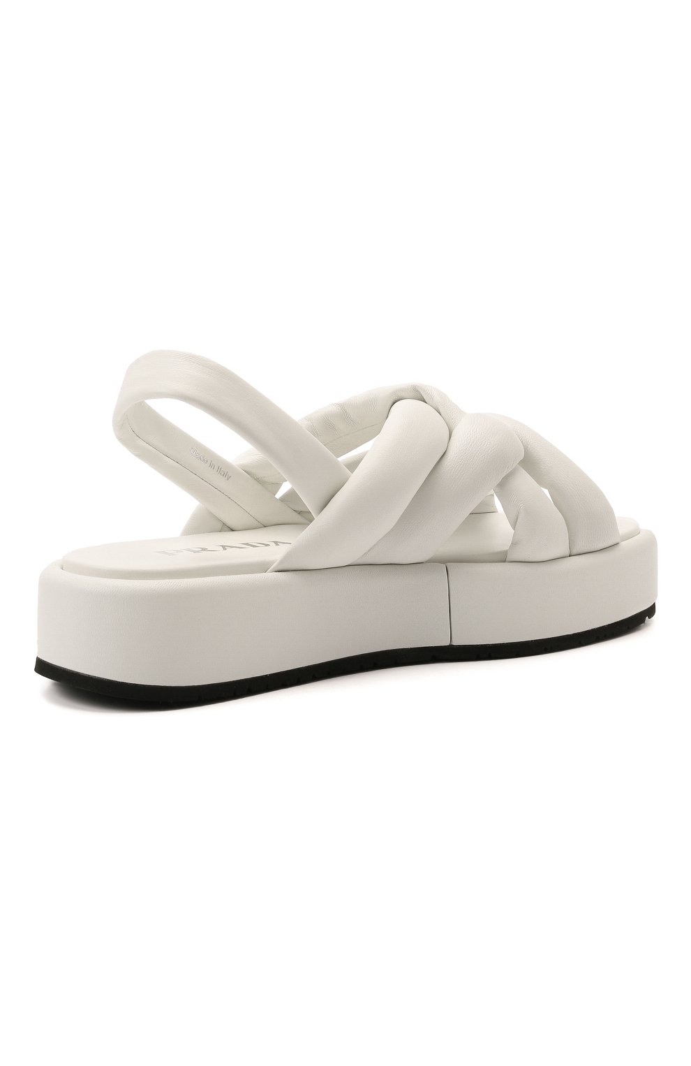 Женские кожаные сандалии PRADA белого цвета, арт. 1XZ747-038-F0009-035 | Фото 5 (Подошва: Платформа; Материал внешний: Кожа)