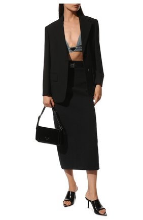Женские кожаные мюли PRADA черного цвета, арт. 1XX638-055-F0002-075 | Фото 2 (Материал внешний: Кожа; Каблук тип: Шпилька; Каблук высота: Высокий; Подошва: Плоская)