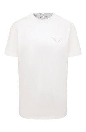 Женская хлопковая футболка PRADA белого цвета, арт. 3593A-ILK-F0009-221 | Фото 1 (Материал внешний: Хлопок; Длина (для топов): Стандартные; Рукава: Короткие; Женское Кросс-КТ: Футболка-одежда; Принт: Без принта; Стили: Кэжуэл)